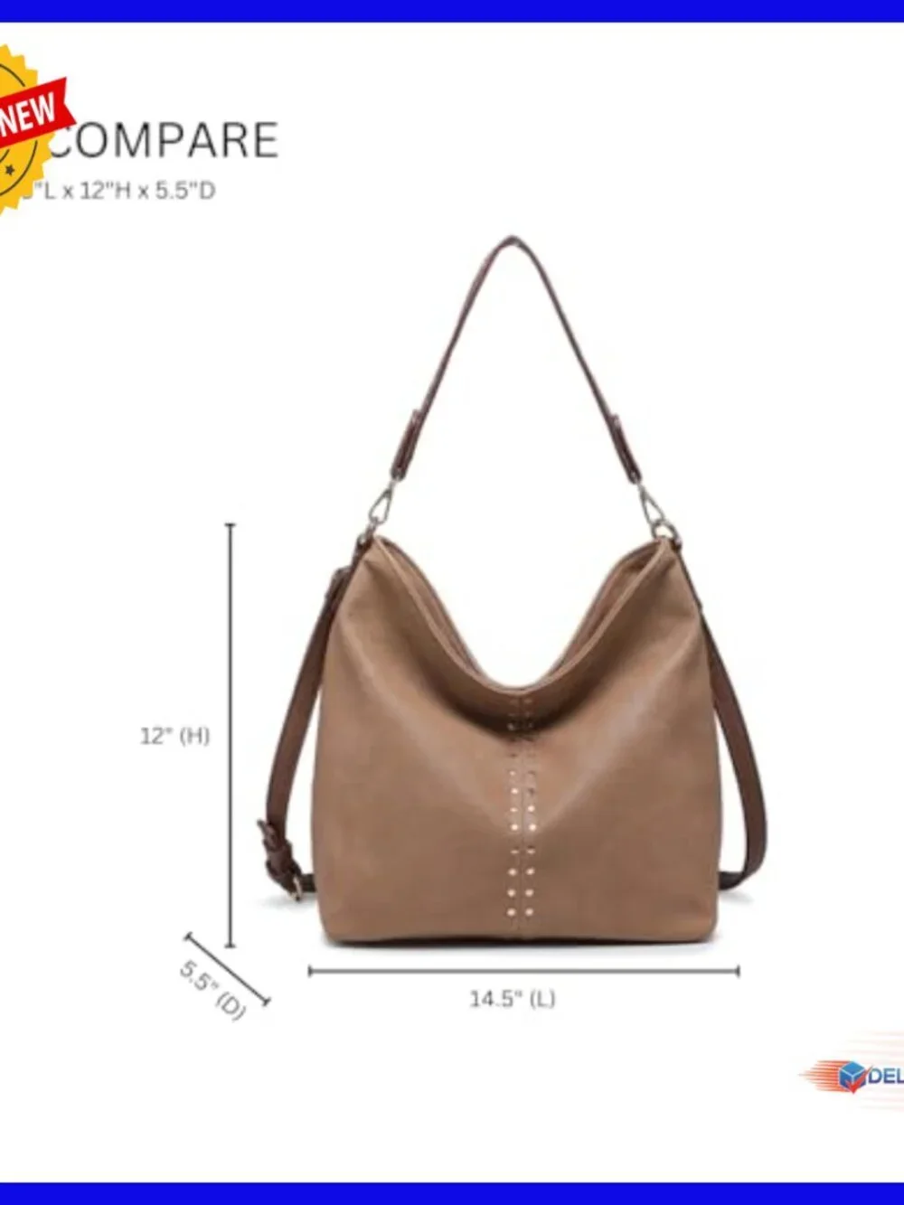 Slouchy Vegan Leather Hobo Bag Convertible Crossbody Purse Spacious